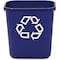 Rubbermaid Commercial 3.25 gal Rectangular 13 QT Standard Deskside Recycling Wastebasket, Blue, Resin RCP295573BE - alternate 1
